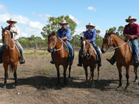Edward, Dan, Sarah and Joe ready for mustering on White Kangaroo Station